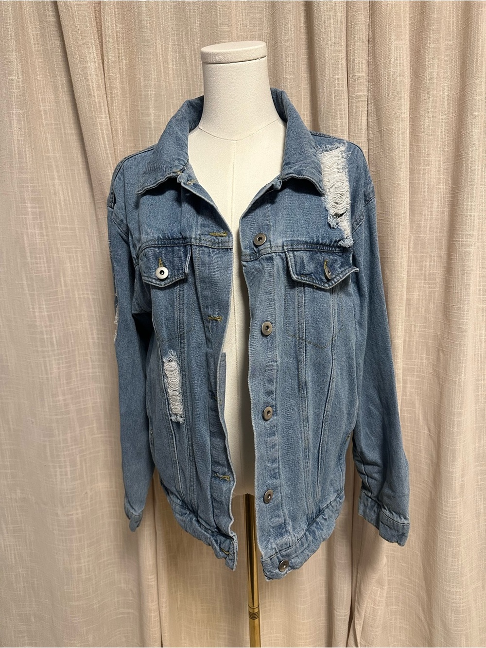 Endless Love Women’s Light Blue Distressed Denim Jacket